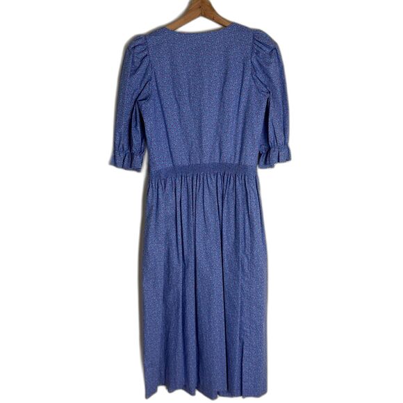 Vtg Alphorn Dress Womens Medium Floral Button Front Puff Sleeve Germany 80s - Picture 8 of 10